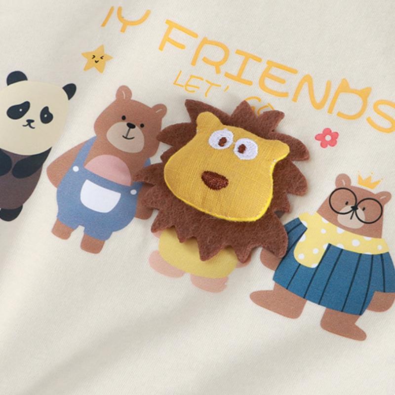 Kids Summer Clothes Baby Boys Girls Cute Cartoon 3D Lion Little Bear Doll T-shirt Kawaii Cotton Boys Clothes Top Casual