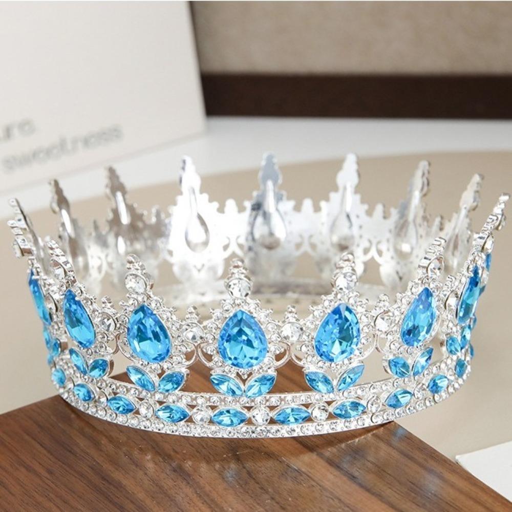 Rhinestone Baroque Pageant Crowns Cake Decorations Luxury Crystal Queen Princess Tiara Headpieces Round Bridal Crowns