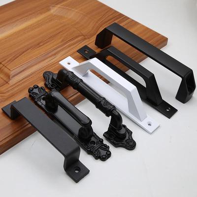 Black Exposed Handle: Easy-to-Install Large Wooden Door Handle for Cabinets and Rooms