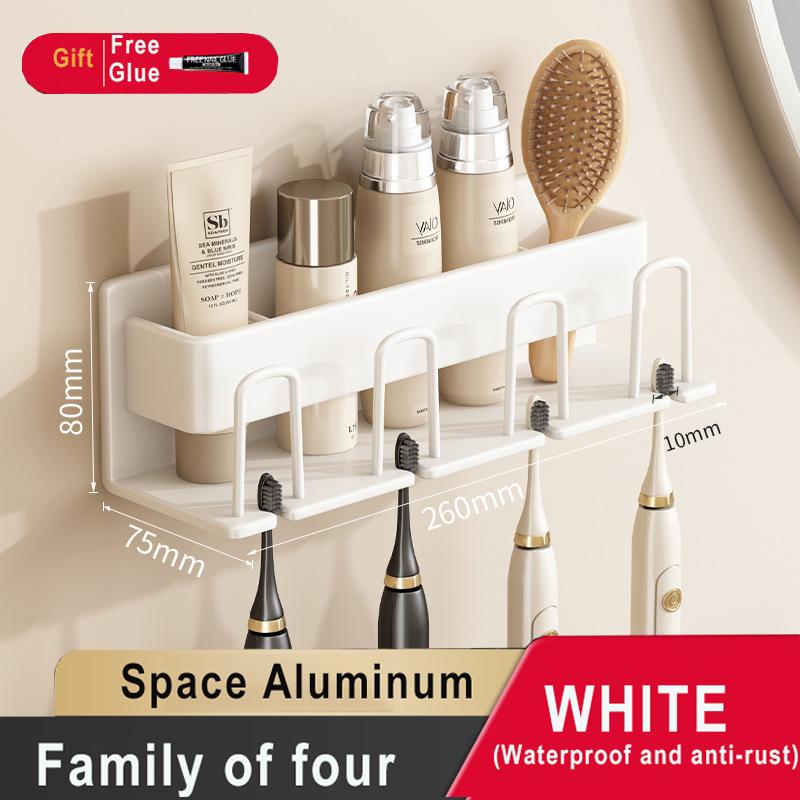 Toothbrush Holder Wall-mounted Gargle Cup Storage Electric Razor Shaver Shelf Batchroom Toiletries Organization Toothbrush Rack