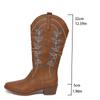 Modă Vintage Broderie Femei Cizme Cowgirl Vestice Modă Slip On Botine Lungi Pantofi cu Toc Gros de Designer Botas Mujer