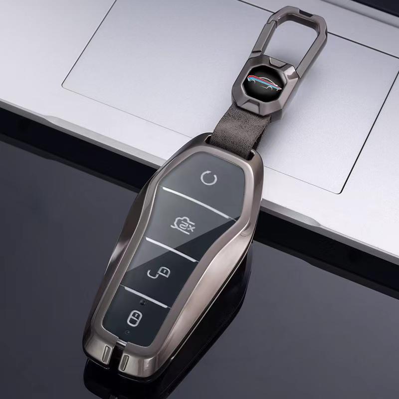 

Модный металлический чехол для ключа автомобиля для BYD Atto 3 Han EV Dolphin Чехол для защиты пульта дистанционного управления Автоаксессуары серый