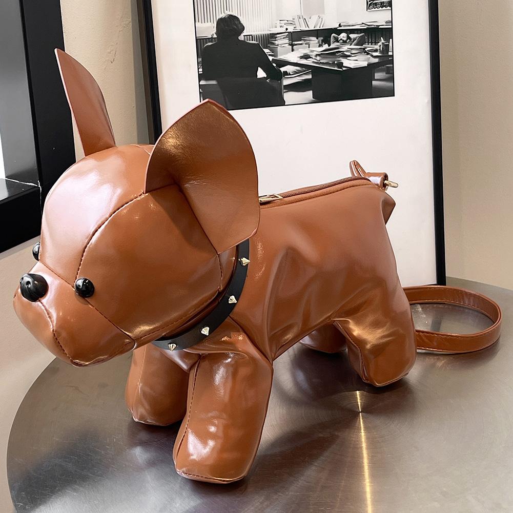 Crossbody Bag PU Leather Adjustable Strap fHandbag or Men Women Bulldog Shaped Messenger Bag Satchel Purse for Shoping Travel