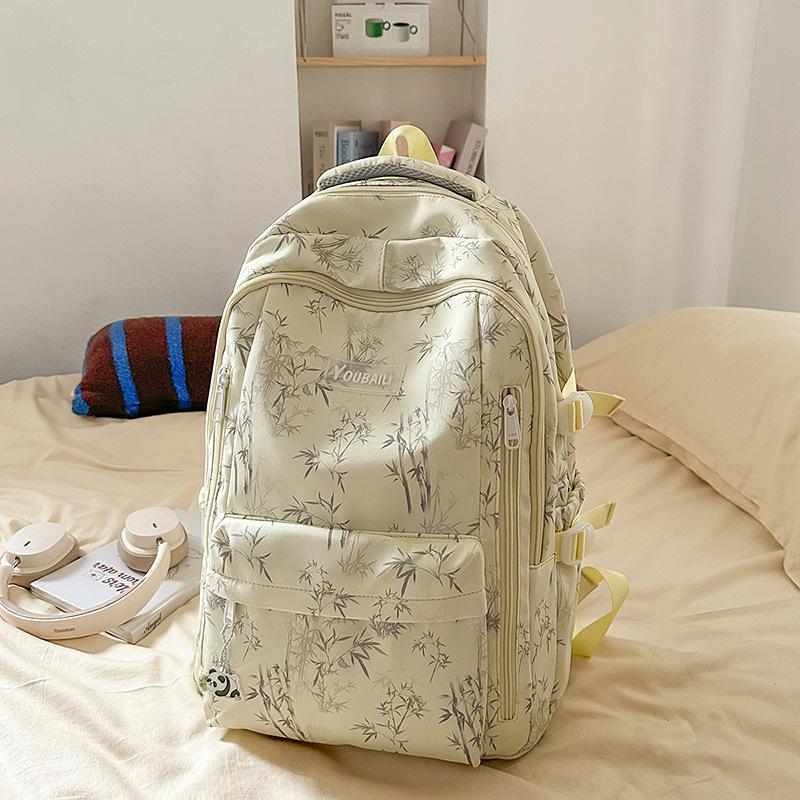 High Value Medium Fresh and Sweet Bamboo Backpack Junior High School Students Lightweight Simple Large Capacity Backpack