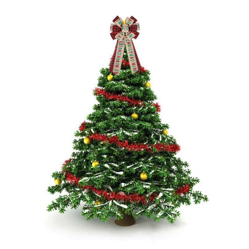 Traditional Christmas Tree Top Large Bow Multi Color Outdoor Indoor Decorations