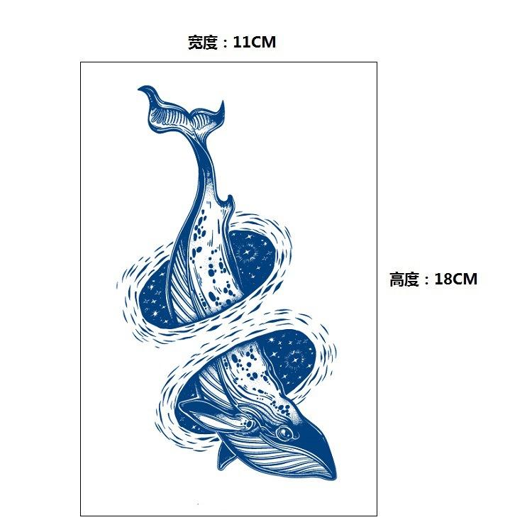 Gradual Change Herbal Fashion Personality Japanese Wave Whale Waterproof Simulation Long Time Does Not Fade Tattoo Sticker