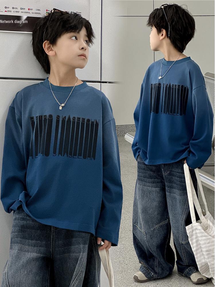 T-shirt a maniche lunghe con gradiente retrò per ragazzi 2025
