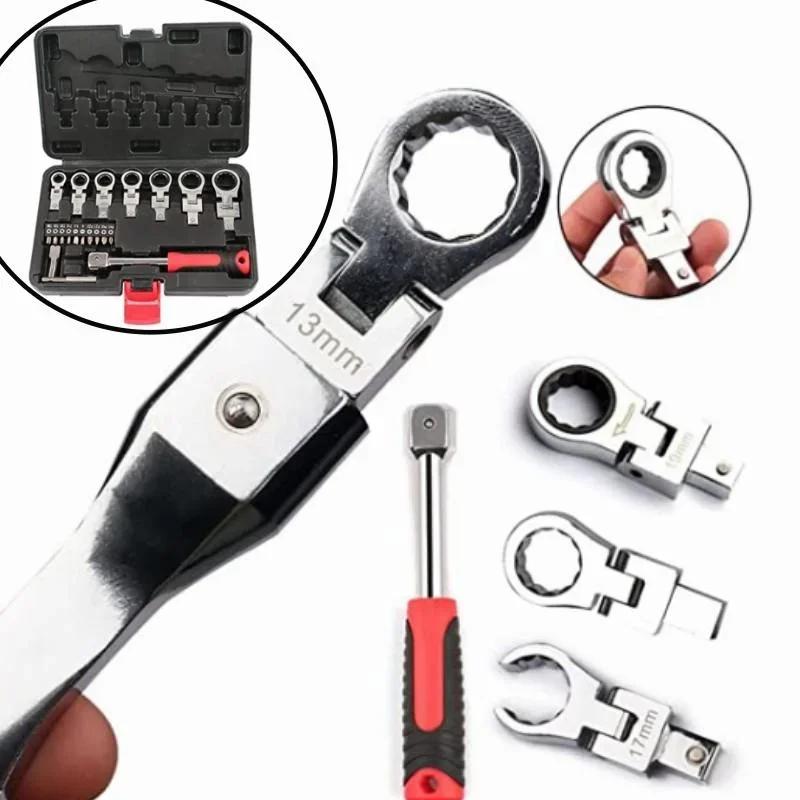 

1 Set Multifunctional Ratchet Wrench Set Adjustable 8mm-19mm Screwdriver Household Hardware Repair Tools серебряный