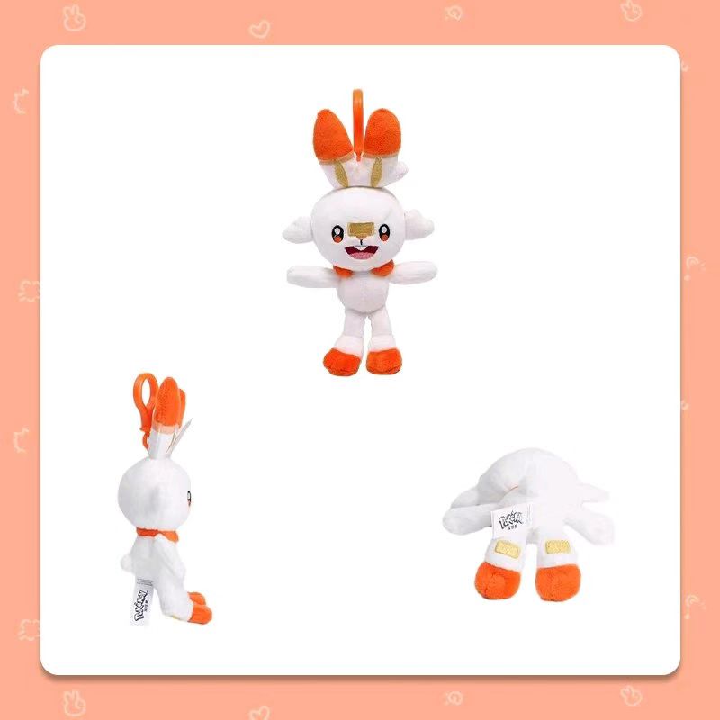 Genuine Pokemon Scorbunny Kawaii Plush Stuffed Toy Keychain Backpack Pendant Keyring Model Doll Birthday Christmas Gifts For Kid