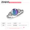 925 Silver Oval Mood Temperature Change Ring for Women Charm Wedding Party Jewelry Gifts
