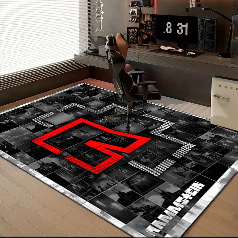 Ramm-stein Skulls And Logo Area Rug Suitable for Indoor And Outdoor,Carpets for Kitchens, Homes, Offices, Living Rooms,Home Decor,Christmas Gift