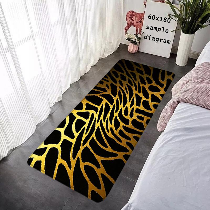 Doormat Flannel Floor Mat Leopard Grain Indoor Foot Rug Bedside Mats Kitchen Corridor Water Absorbent Carpet Ideal Balcony Decor
