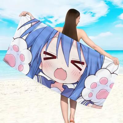 Anime Lucky Star Towel Soft Lightweight Anti-Sand Large Beach Towel Quick-Drying Bath Sports Family