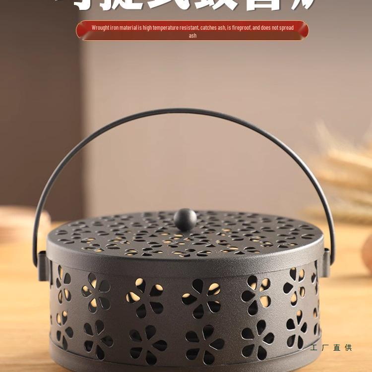 Fireproof Anti-Scald Mosquito Coil Holder with Lid - Iron Incense Burner for Indoor Use