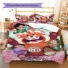 Cartoon Red Panda Pattern Bedding Quilt Set Quilt Cover Pillowcase Home Decoration Gift (1 * duvet cover + 2 * pillowcase, without core)