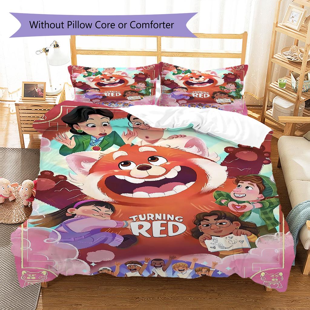 Cartoon Red Panda Pattern Bedding Quilt Set Quilt Cover Pillowcase Home Decoration Gift (1 * duvet cover + 2 * pillowcase, without core)