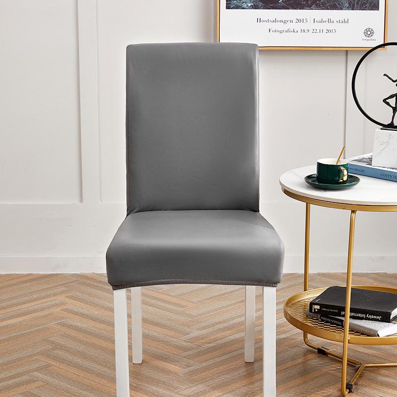 Solid Color Elastic Leather Seat Set Dining Chair Office Waterproof Dustproof Chair Cover