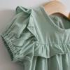 YUBAOBEI Summer Kids Clothing Baby Girls Puff Sleeve Dress Quality Cotton Linen Casual Children Ruffles Dress