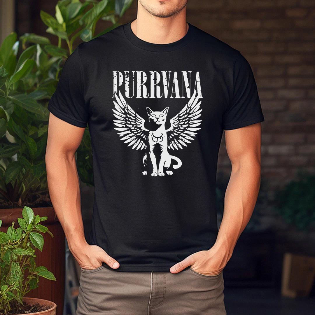 Purrvana Cat Cat Lovers Black Cat T-Shirt XL