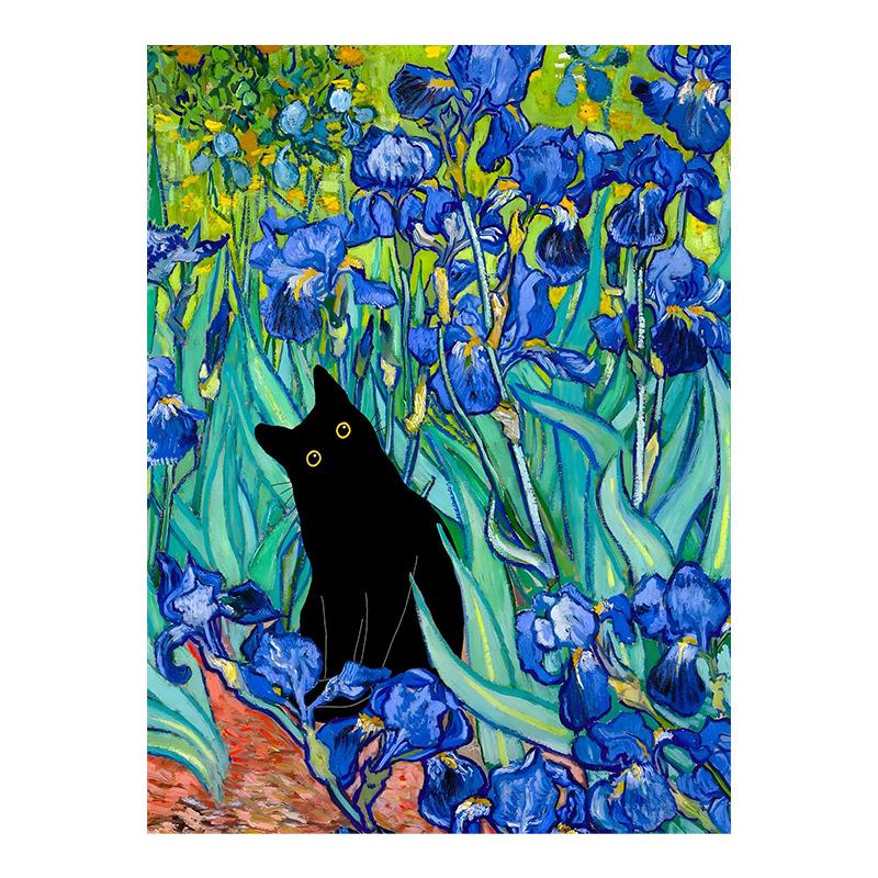 Van Gogh Black Cat Sunflowers Funny Art Matisse Monet Canvas Painting Posters And Prints Wall Pictures For Living Room Decor