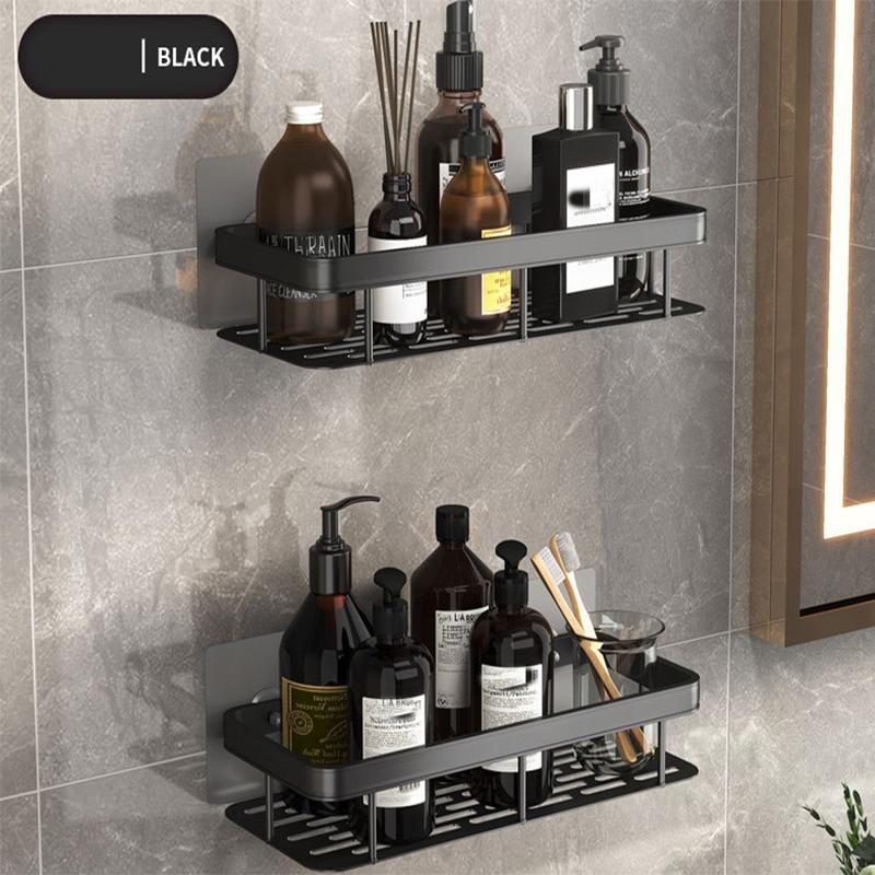

1-3 шт. Стеллаж для хранения в ванной комнате, не требующий сверления, из космического алюминия, угловой, на присосках, прямоугольный стеллаж для хранения для углов ванной комнаты B-2pcs