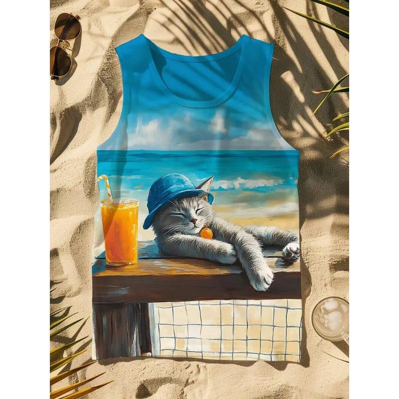 Summer Round Neck Funny Animal Pattern 3D Printed Top Fashionable Casual Sleeveless Women's Tank Tops