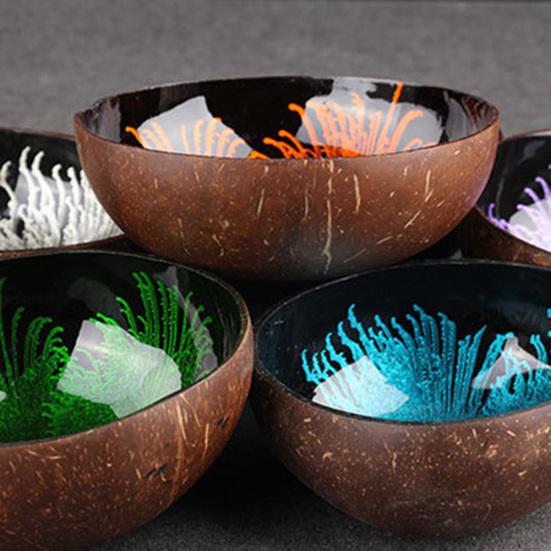 Splash Ink Coconut Shell Candy Storage Bowl Container Desk Ornament Home Decor