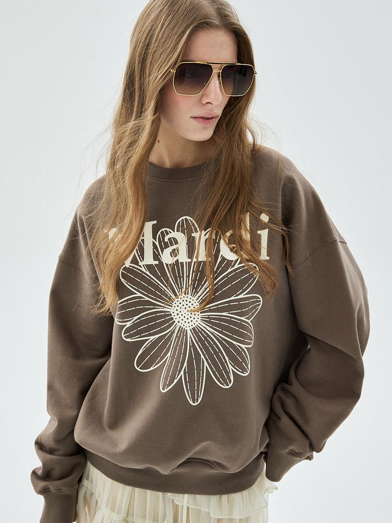 [mardimercredi] SWEATSHIRT FLOWERMARDI TAUPE IVORY