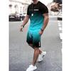 Simple Marble 3D Print Summer Casual Men's Crewneck Top And Shorts Urban Street Fashion Men's Suit Everyday Casual Comfort