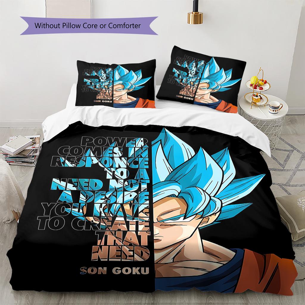 Set Copripiumino Trapuntato Dragon Ball Super Federa Cuscino Regalo di Compleanno per la Casa(1 * copripiumino + 2 * federa, senza nucleo)