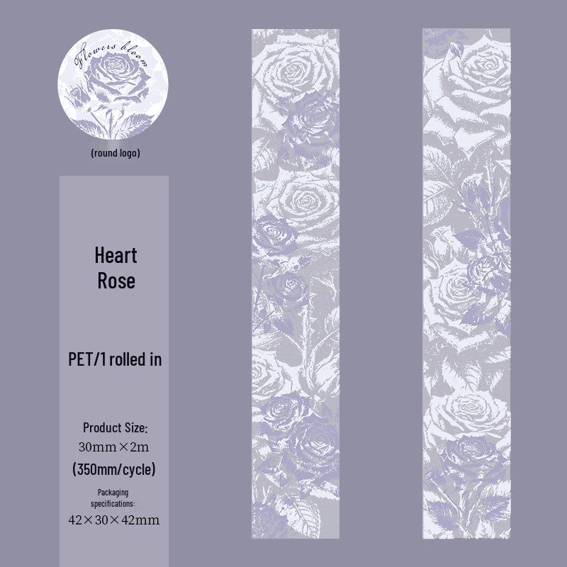 

Floral Bloom Series PET Adhesive Tape: Morning & Evening Theme, Journal Decoration, 6 Styles