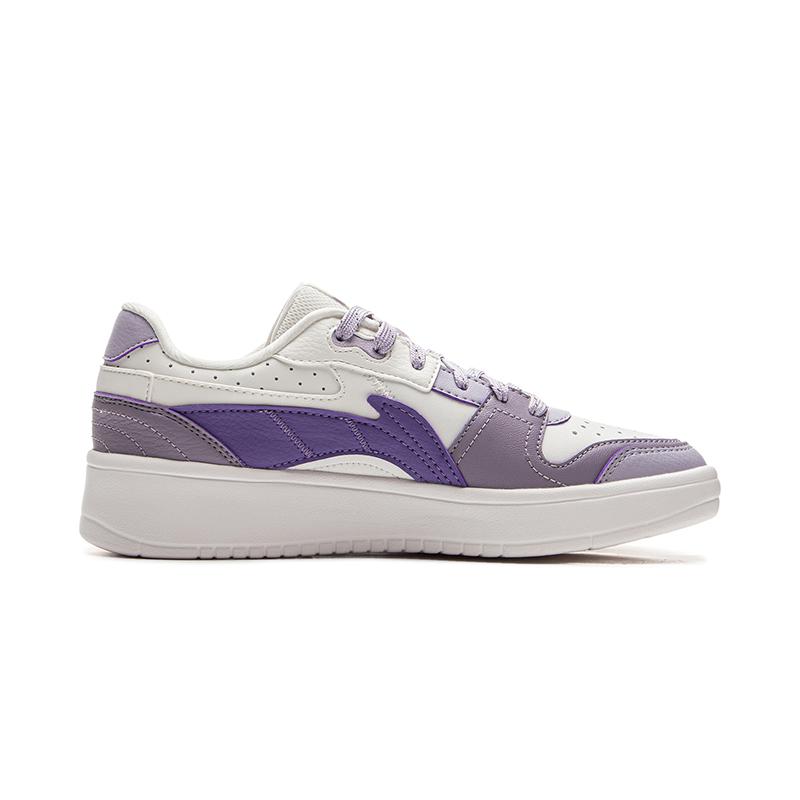 Li Ning Yuan Bao Fashion Comfortable Versatile Lightweight Breathable Low-Top Skate Shoes Women sneaker White Purple AGCU516-1