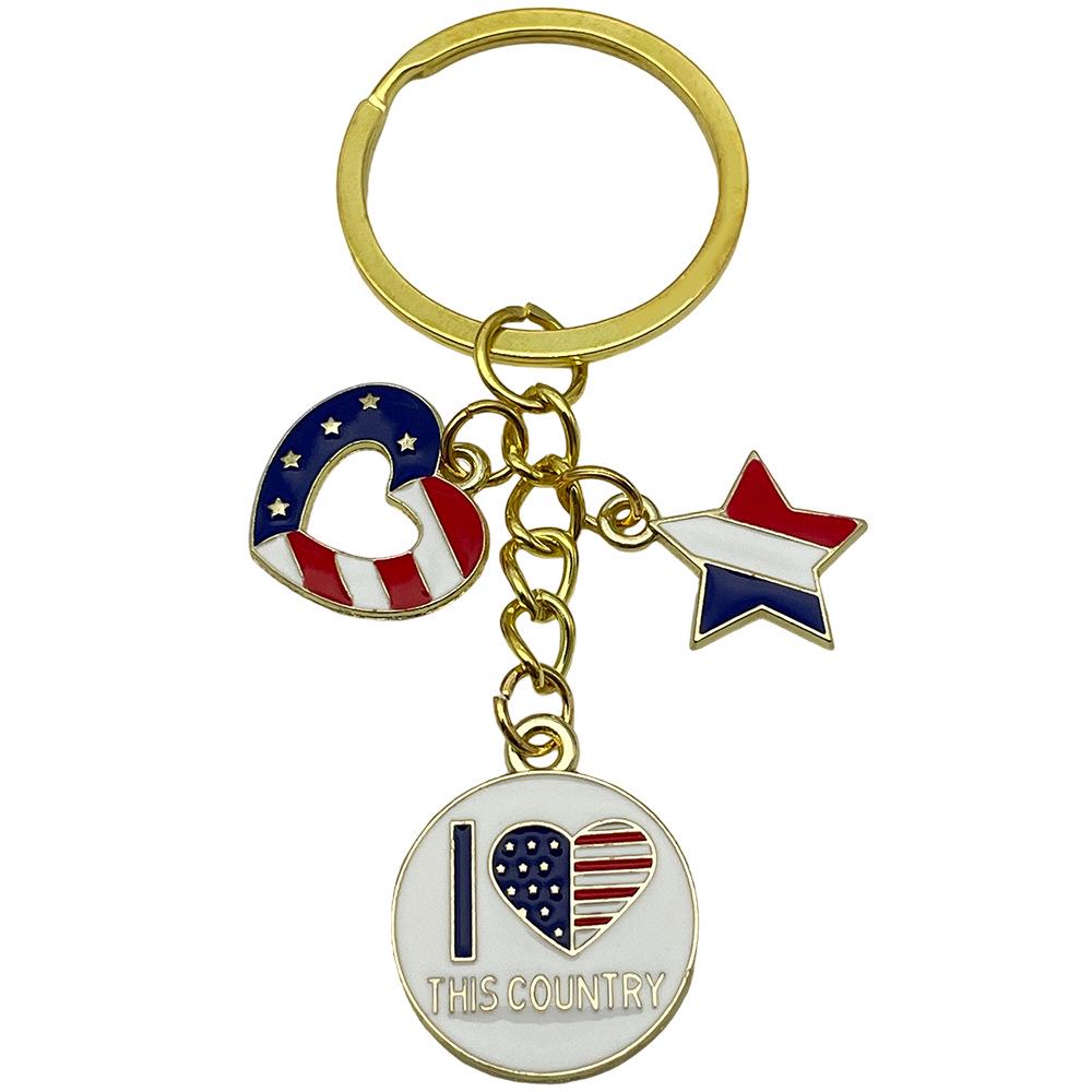 Independence Day Flag Heart & Star Earrings Keychain Pendant