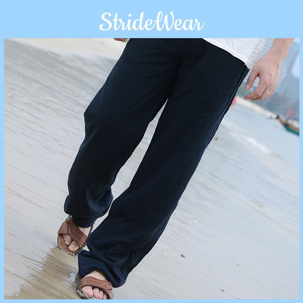 Versatile 2018 Men's Linen Loose Beach Pants Offering Stylish Casual Long Slacks Fit