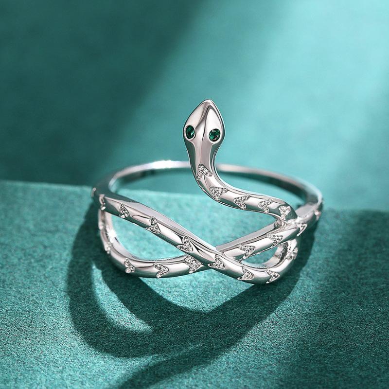 Snake Animal Ring, Personalized Design Ring, Female, Micro-Inlaid Zircon Multi-Layer Ring.