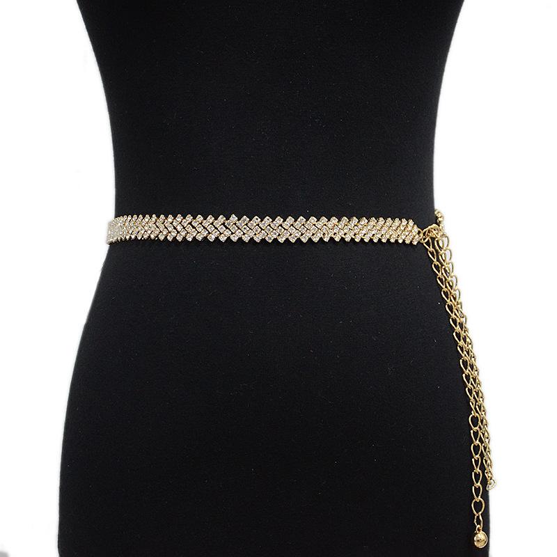 Casual belt metal rhinestone inlaid chain waist chain women's matching skirt diamond belt girdle