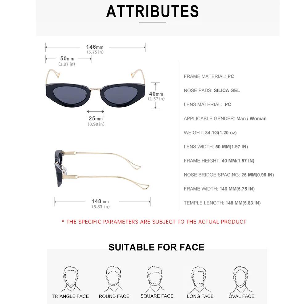 Vintage Y2K Cat Eye Sunglasses Women Men Luxury Designer Metal Punk UV400 Driving Shades