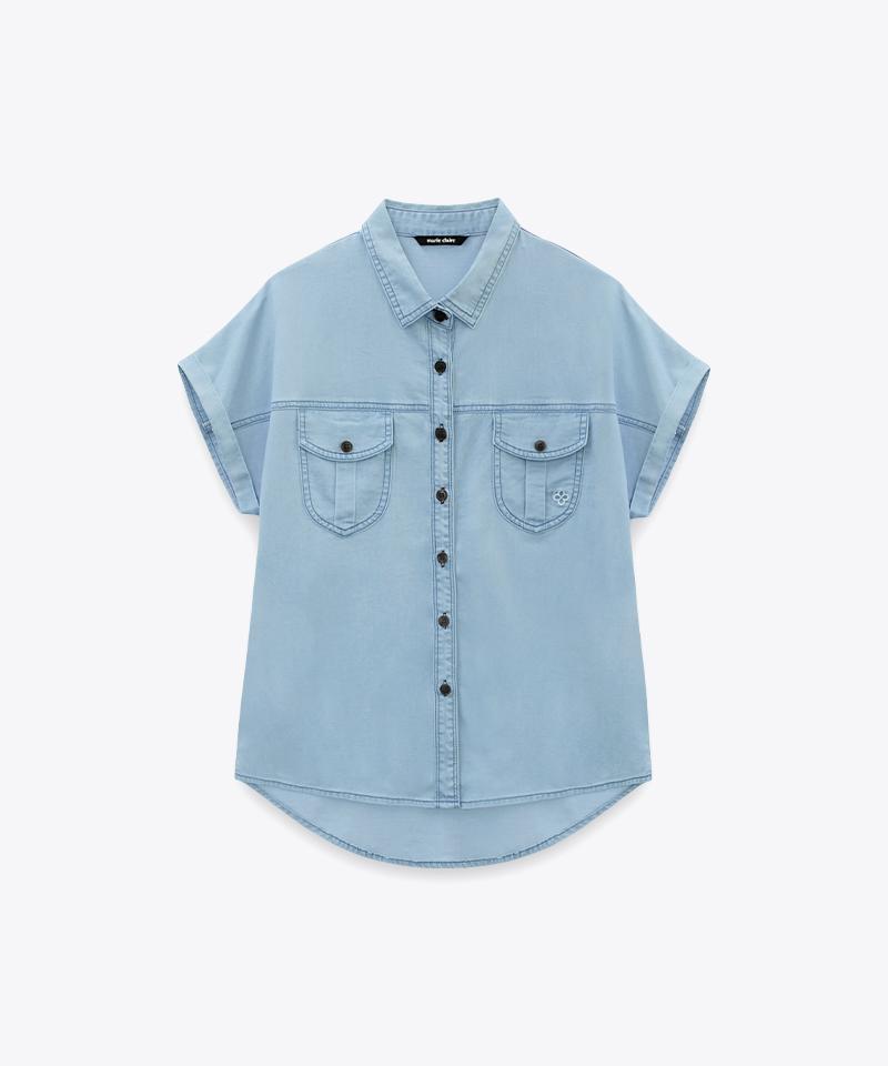 MARIE CLAIRE Denim Out-Pocket Roll-Up Shirt (Mafbsh21Mlb)