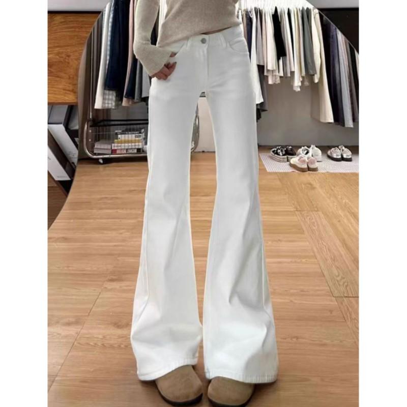 Jeans Donna Primavera/Autunno Bianchi Leggermente Svasati Vestibilità Petite, Pantaloni Larghi e Valorizzanti