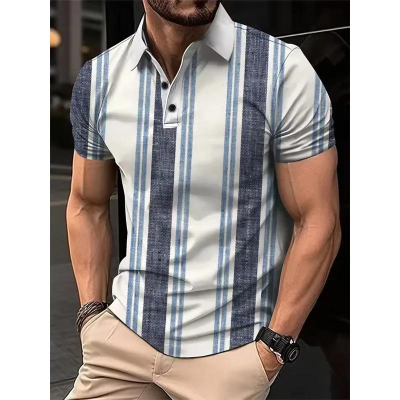

Men s shirt fashion striped printed short sleeved collar button down casual shirt men s lapel shirt 5XL