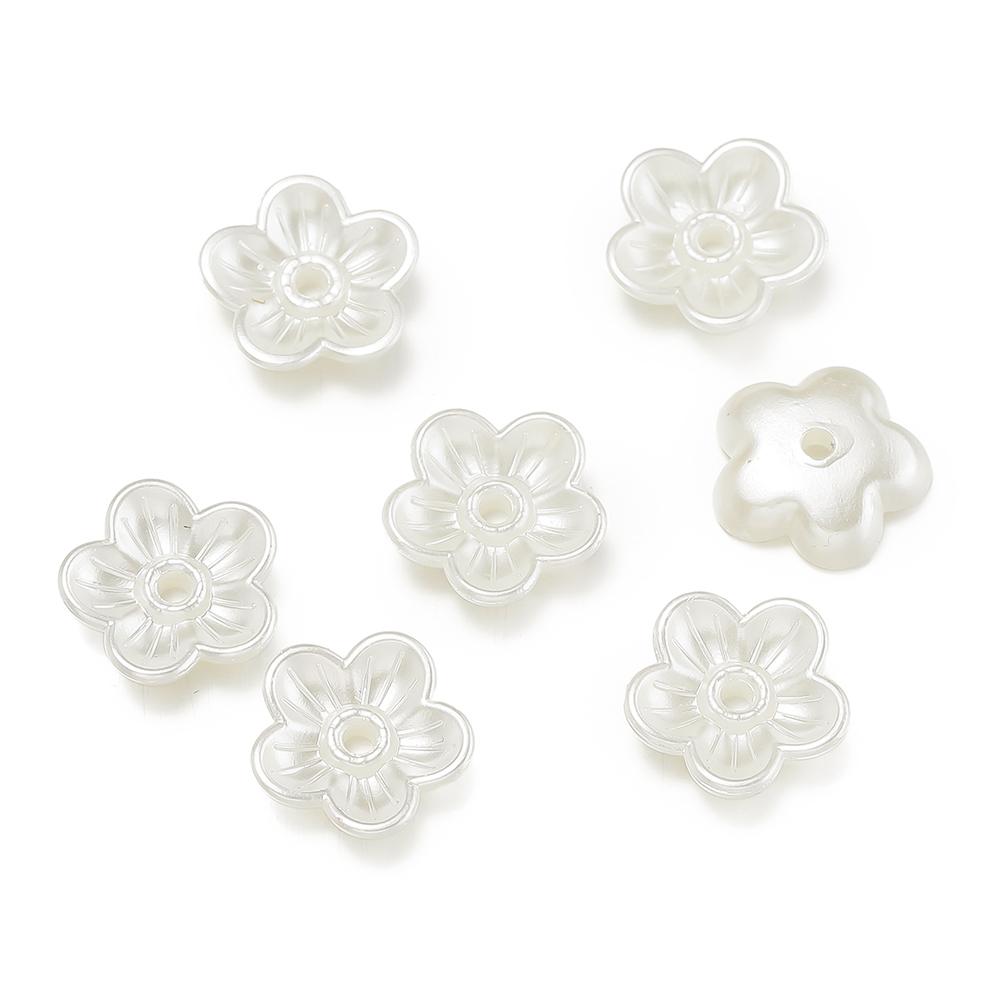 100pcs/lot Spacer Beads Pearl White Imitation Pearl Flower End Bead Caps For  DIY Jewelry Making Findings Accessories