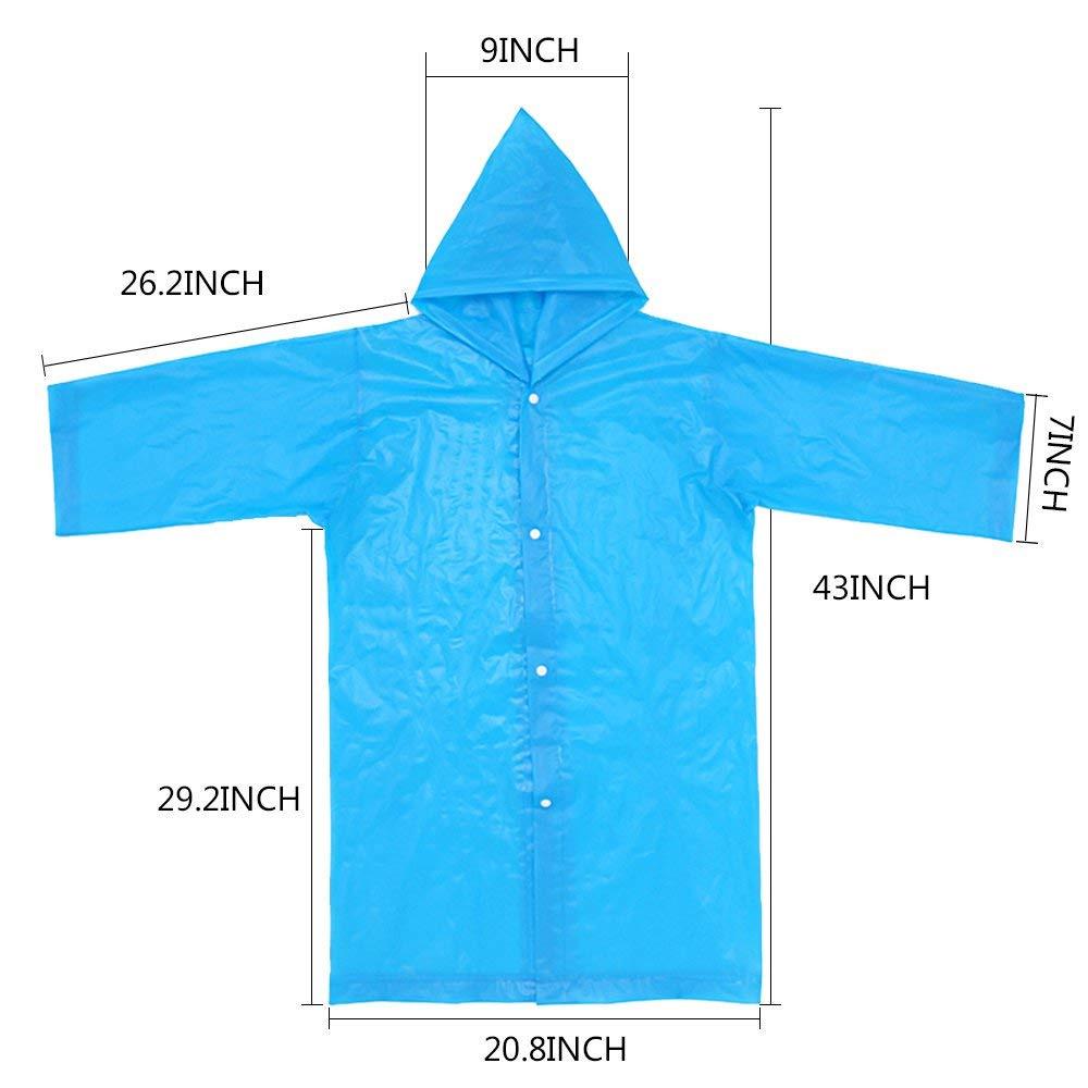 thumbnail image 2 of 2-Pack Kids Rain Ponchos - Reusable Waterproof Raincoats With Hood For Children 6-14 Years 2 of 9
