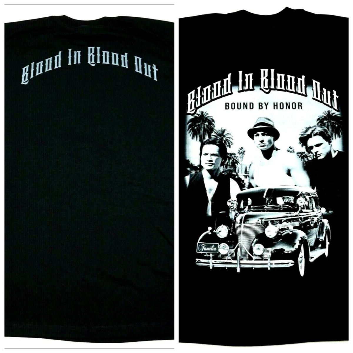 

Футболка BLOOD IN BLOOD OUT Связанные честью Чикано Уличная банда Кино Футболка Мужская и Женская Одинаковая Футболка с круглым вырезом из чистого хлопка 4XL