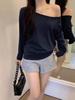 One-Shoulder Long-Sleeve Women's T-Shirt - Pure Desire, Spring/Summer/Fall 2026, Loose Fit Base Layer