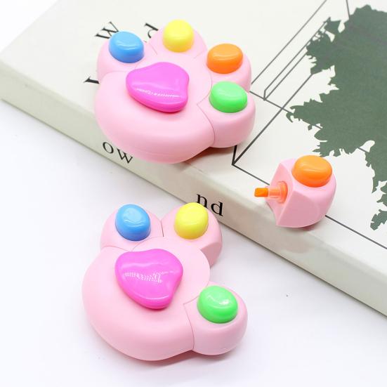 Cat Paw Highlighter Set Cute Animal Shaped Marker Pens for Note Taking