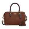 Rowan 17 Logo Dourado Couro Camurça Bolsa de Mão Boston Cilindro Pequena Vintage Marrom Bolsas Femininas CCF29-IME0S