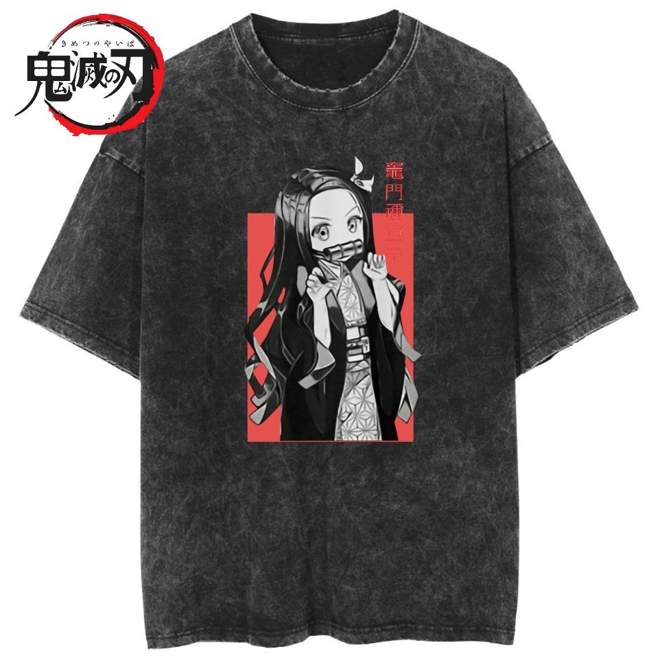 2026 Demon Slayer Anime Devil Killer Kamado Nezuko Laundry T-shirt Summer Unisex Loose Casual Short Sleeved Top Summer T Shirt