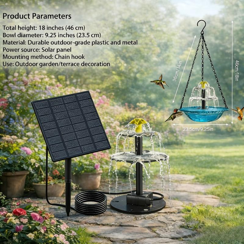 Solar-Kaskaden-Hänge-Vogelbad-Brunnen, Outdoor-Hänge-Vogelbad mit Solarbrunnen, Große Kolibri-Bäder Sind Geeignet
