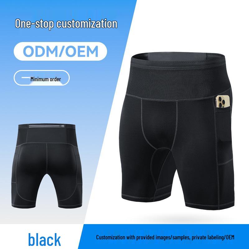 Men's Multi-Pocket Compression Capri Pants for Running, Training, and Cycling