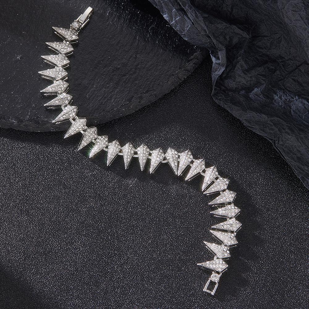 New Hip Hop Shiny Cuban Link Chain Bracelet Women Men Gold Color Rhinestone Iced Out Chain Bracelets Punk Wristband Jewelry Gift